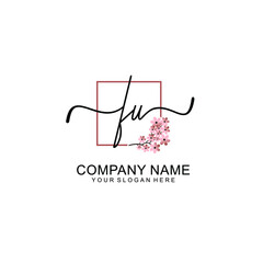 Initial FU beauty monogram and elegant logo design  handwriting logo of initial signature