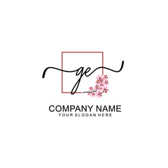 Initial GE beauty monogram and elegant logo design  handwriting logo of initial signature