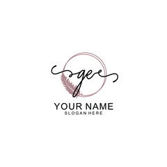 Initial GE beauty monogram and elegant logo design  handwriting logo of initial signature