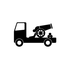 Cannon truck icon isolated on white background 