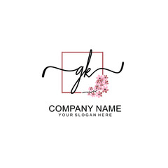 Initial GK beauty monogram and elegant logo design  handwriting logo of initial signature