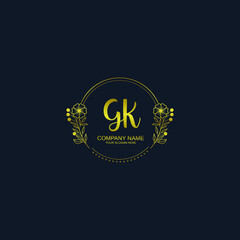 GK initial hand drawn wedding monogram logos