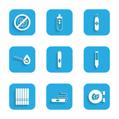 Set Cigar, Tobacco leaf shop, Cigarette, Burning match with fire, Electronic cigarette and No tobacco icon. Vector