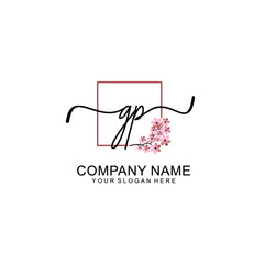 Initial GP beauty monogram and elegant logo design  handwriting logo of initial signature