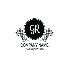 GR initial hand drawn wedding monogram logos