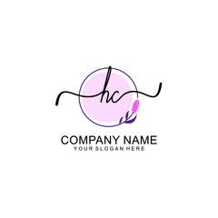 Initial HC beauty monogram and elegant logo design  handwriting logo of initial signature