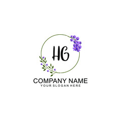 HG Initial handwriting logo vector. Hand lettering for designs