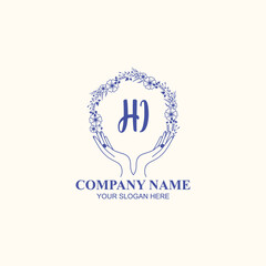 HI initial hand drawn wedding monogram logos