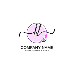 Initial HL beauty monogram and elegant logo design  handwriting logo of initial signature