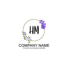 HM Initial handwriting logo vector. Hand lettering for designs