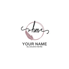 Initial HM beauty monogram and elegant logo design  handwriting logo of initial signature