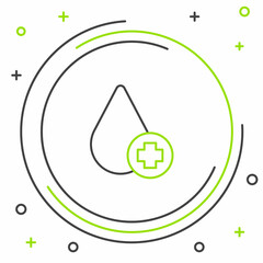 Line Donate drop blood with cross icon isolated on white background. Colorful outline concept. Vector