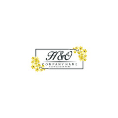 HO Initial handwriting logo vector. Hand lettering for designs