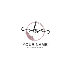 Initial HR beauty monogram and elegant logo design  handwriting logo of initial signature