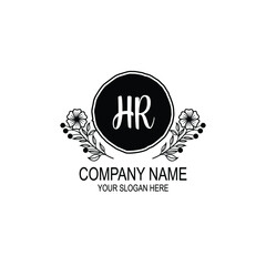 HR initial hand drawn wedding monogram logos