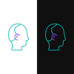 Line Baldness icon isolated on white and black background. Alopecia. Colorful outline concept. Vector