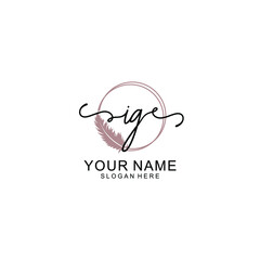 Initial IG beauty monogram and elegant logo design  handwriting logo of initial signature