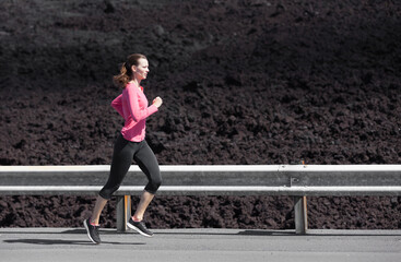 woman running on the street