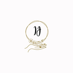 IJ initial hand drawn wedding monogram logos