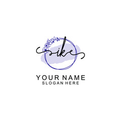 Initial IK beauty monogram and elegant logo design  handwriting logo of initial signature