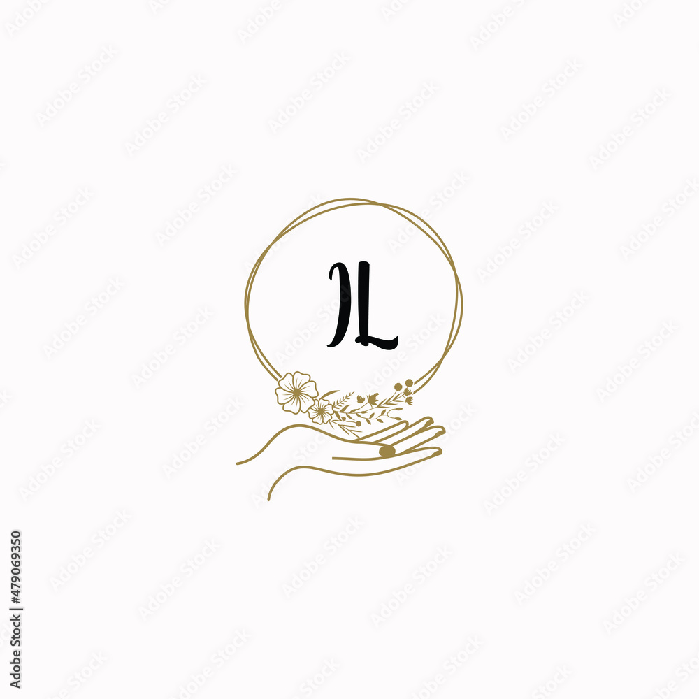 Wall mural il initial hand drawn wedding monogram logos