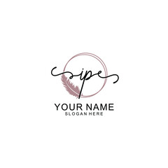 Initial IP beauty monogram and elegant logo design  handwriting logo of initial signature