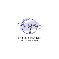 Initial IQ beauty monogram and elegant logo design  handwriting logo of initial signature