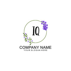 IQ Initial handwriting logo vector. Hand lettering for designs