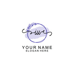 Initial IU beauty monogram and elegant logo design  handwriting logo of initial signature