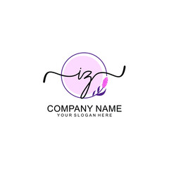 Initial IZ beauty monogram and elegant logo design  handwriting logo of initial signature