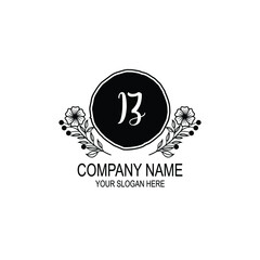 IZ initial hand drawn wedding monogram logos