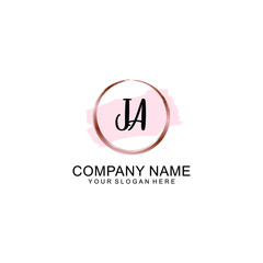 JA Initial handwriting logo vector. Hand lettering for designs