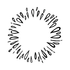 Doodle burst splash in vintage style on white background. Black vector hand drawn sketch illustration. Sun, starburst, sparkle, sunburst set. Line sparkle explosion. Marker handdrawn line. Retro spark