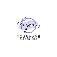 Initial JE beauty monogram and elegant logo design  handwriting logo of initial signature
