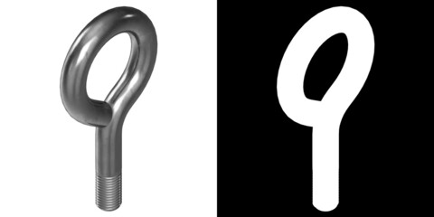 3D rendering illustration of an eye bolt