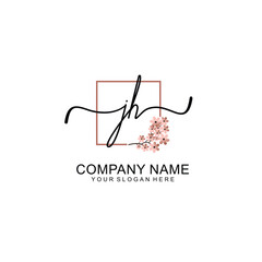 Initial JH beauty monogram and elegant logo design  handwriting logo of initial signature