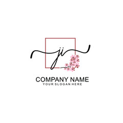 Initial JI beauty monogram and elegant logo design  handwriting logo of initial signature