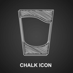 Chalk Shot glass icon isolated on black background. Vector