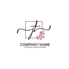 Initial JT beauty monogram and elegant logo design  handwriting logo of initial signature