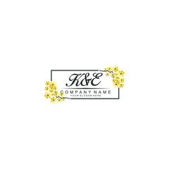 KE Initial handwriting logo vector. Hand lettering for designs