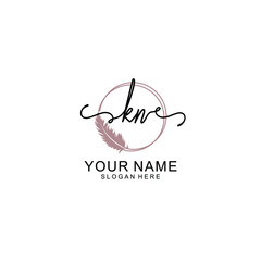 Initial KN beauty monogram and elegant logo design  handwriting logo of initial signature