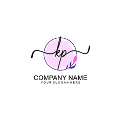 Initial KP beauty monogram and elegant logo design  handwriting logo of initial signature