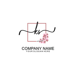 Initial KS beauty monogram and elegant logo design  handwriting logo of initial signature