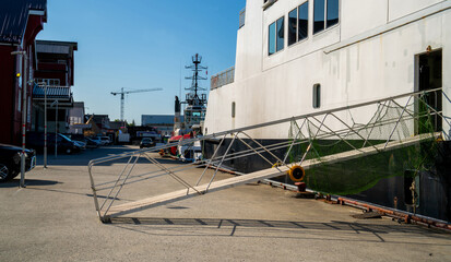Gangway on a quay in the harbor
