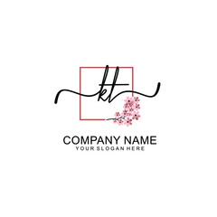 Initial KT beauty monogram and elegant logo design  handwriting logo of initial signature