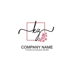 Initial KZ beauty monogram and elegant logo design  handwriting logo of initial signature