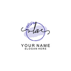 Initial LA beauty monogram and elegant logo design  handwriting logo of initial signature