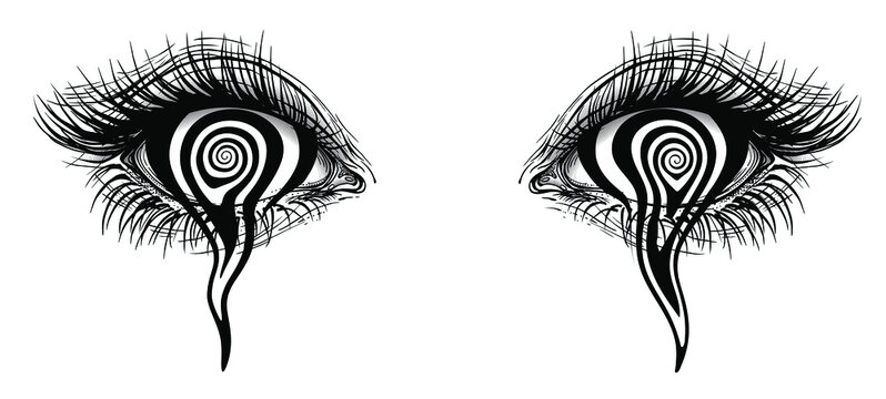 CLASSIC Ripped Open Torn Metal Rip & Creepy B&W Human Eye Iris