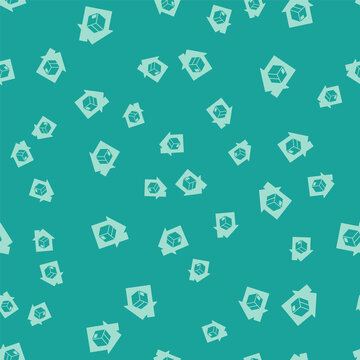 Green Home delivery services icon isolated seamless pattern on green background. Vector