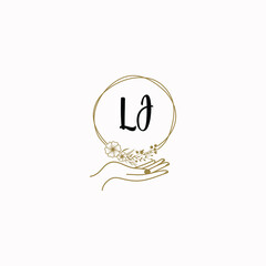 LJ initial hand drawn wedding monogram logos